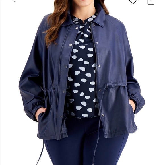 NWT Alfani 2X faux leather drawstring jacket - Picture 3 of 3